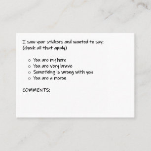 Alles controleren wat van toepassing is visitekaartje