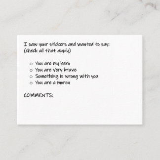 Alles controleren wat van toepassing is visitekaartje