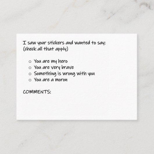 Alles controleren wat van toepassing is visitekaartje (Voorkant)