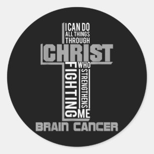 Alles door Christus Brain Cancer Warrior Awareness Ronde Sticker