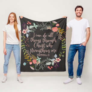 Alles door Christus Philippians Bijbelse Verse Fleece Deken