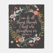 Alles door Christus Philippians Bijbelse Verse Fleece Deken (Voorkant)