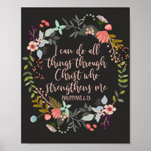 Alles door Christus Philippians Bijbelse Verse Poster