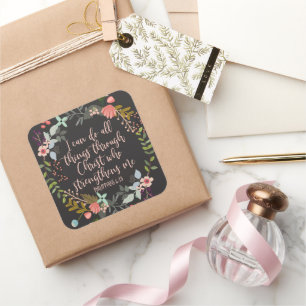 Alles door Christus Philippians Bijbelse Verse Vierkante Sticker