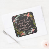 Alles door Christus Philippians Bijbelse Verse Vierkante Sticker (Envelop)