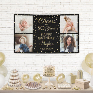 ALLES GEBEUREN Verjaardags Cheers 4 Foto Zwart & G Spandoek