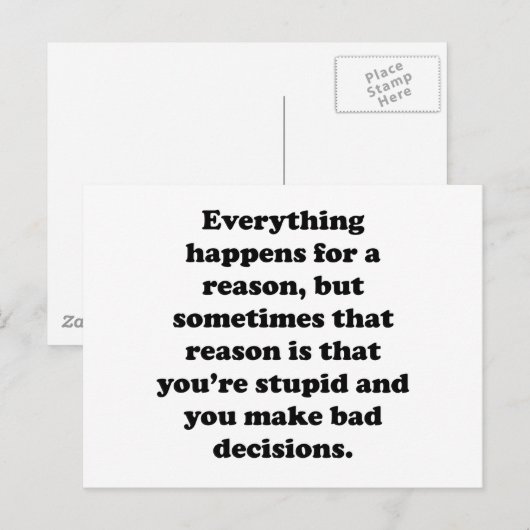 Alles gebeurt om een reden briefkaart (Voorkant / Achterkant)