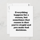 Alles gebeurt om een reden briefkaart (Voorkant / Achterkant)