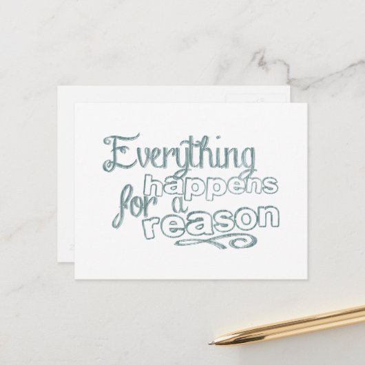 Alles gebeurt om een reden dat Motivatie woorden w Briefkaart (Voorkant / Achterkant in situ)