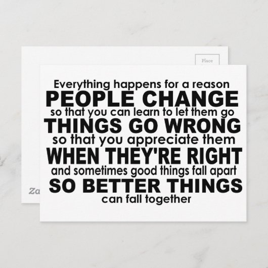 Alles gebeurt om een reden Inspirerend Briefkaart (Voorkant / Achterkant)