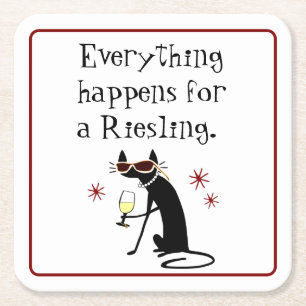 Alles gebeurt voor een Riesling Wine Pun Kartonnen Onderzetters