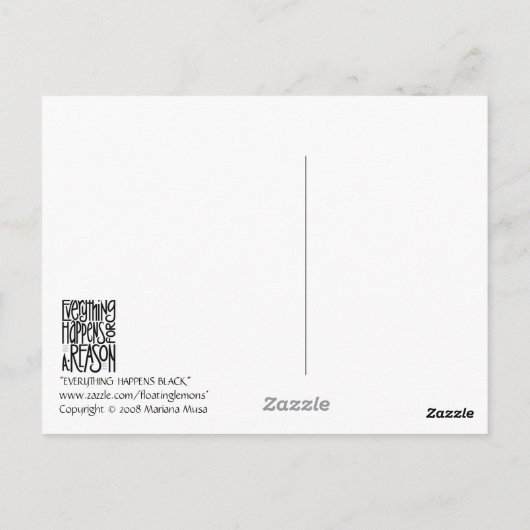 Alles gebeurt zwart Briefkaart (Achterkant)