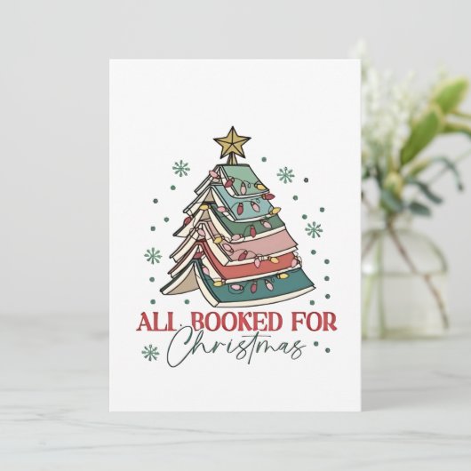 Alles geboekt voor Christmas Book Lover Christmas Kaart (Staand voorkant)