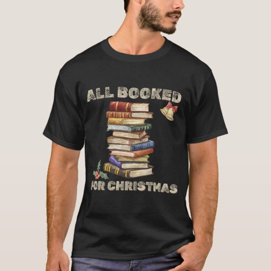 Alles geboekt voor Christmas Book Lover mannen ret T-shirt (Voorkant)