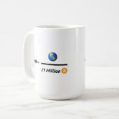 Alles gedeeld door 21 miljoen bitcoins koffiemok (Voorkant links)