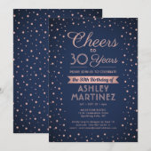 ALLES GEZONDENIS Wensen Navy Blauwe en Roze Confet Kaart (Voorkant / Achterkant)