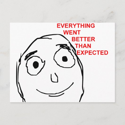 Alles ging beter dan verwacht briefkaart (Voorkant)