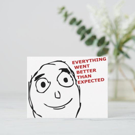 Alles ging beter dan verwacht briefkaart (Staand voorkant)