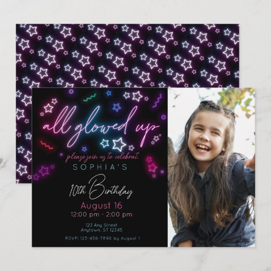 Alles gloeide op in de donkere verjaardagsuitnodig kaart (Voorkant / Achterkant)