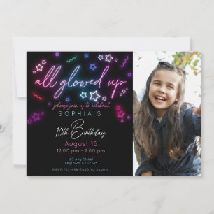 Alles gloeide op in de donkere verjaardagsuitnodig kaart