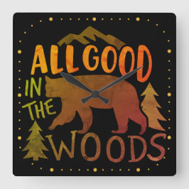 Alles Goed In Het Bos Bos Zwarte Beer Wandelen  Vierkante Klok