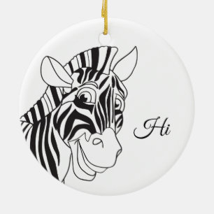 "Alles goed!" Lovely Zebra Black & White Trendy Keramisch Ornament
