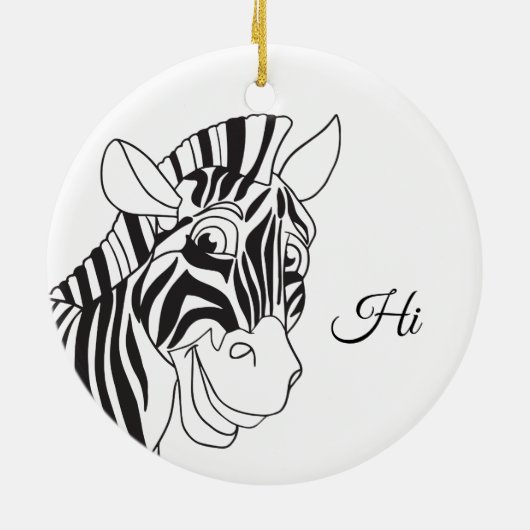 "Alles goed!" Lovely Zebra Black & White Trendy Keramisch Ornament (Achterkant)