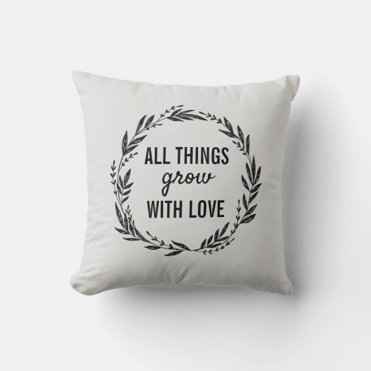 Alles groeit met liefde Plant Quote Kussen (Voorkant)