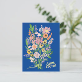 Alles Gute Wildblumen süß Gouache Glückwunsch Briefkaart