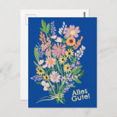 Alles Gute Wildblumen süß Gouache Glückwunsch Briefkaart (Voorkant / Achterkant)