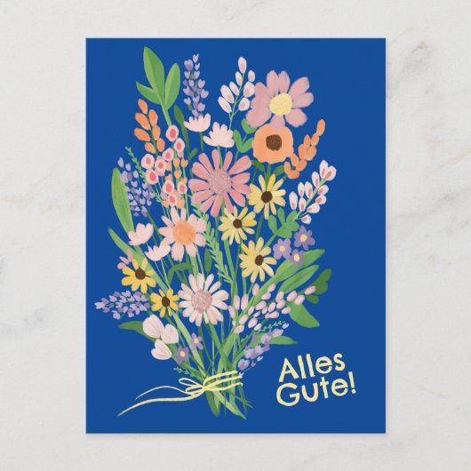 Alles Gute Wildblumen süß Gouache Glückwunsch Briefkaart (Voorkant)