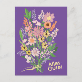 Alles Gute Wildblumen süß Gouache Glückwunsch Briefkaart