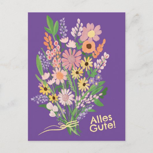 Alles Gute Wildblumen süß Gouache Glückwunsch Briefkaart (Voorkant)