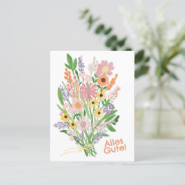 Alles Gute Wildblumen süß Gouache Glückwunsch Briefkaart