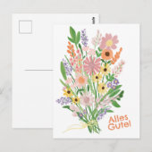 Alles Gute Wildblumen süß Gouache Glückwunsch Briefkaart (Voorkant / Achterkant)