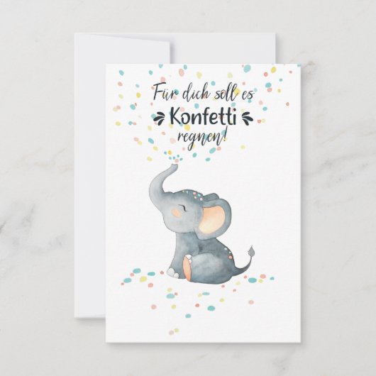 Alles Gute zum Geburtstag Elefant streut Konfetti (Voorkant)