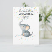 Alles Gute zum Geburtstag Elefant streut Konfetti (Staand voorkant)