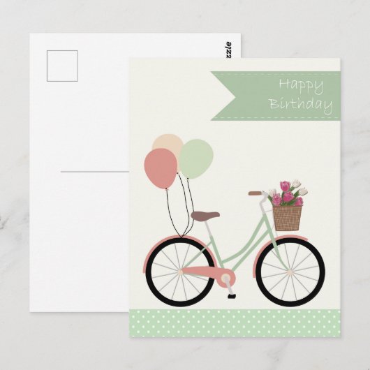 Alles Gute zum Geburtstag Fahrrad Briefkaart (Voorkant / Achterkant)