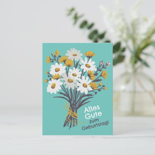 Alles Gute zum Geburtstag Gänseblümchenstrauß Briefkaart (Staand voorkant)