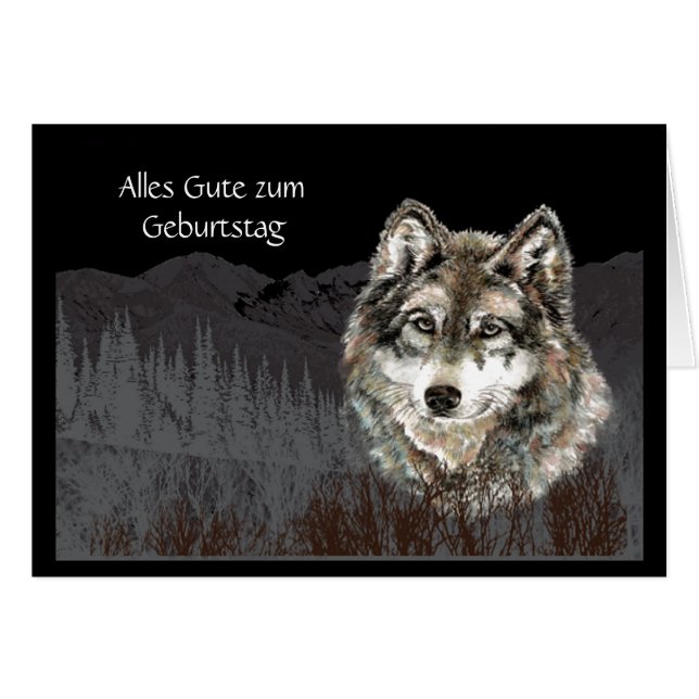 Alles Gute zum Geburtstag, Wolf, Wolven, Dier (Voorkant Horizontaal)