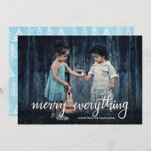 Alles handgeschreven script vakantiefoto samenvoeg feestdagenkaart (Voorkant / Achterkant)