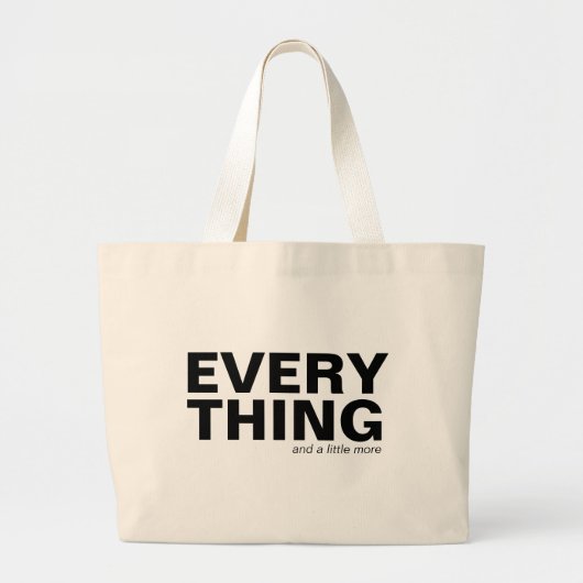 ALLES + iets meer | Moderne minimalistische laag Grote Tote Bag (Voorkant)