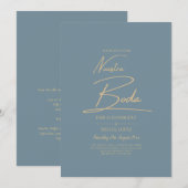 Alles-in-1 Elegant Zee Glas Blauwgroen Goud Nuestr Kaart (Voorkant / Achterkant)