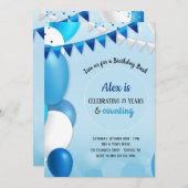 Alles in Blue Birthday Invitation Kaart (Voorkant / Achterkant)