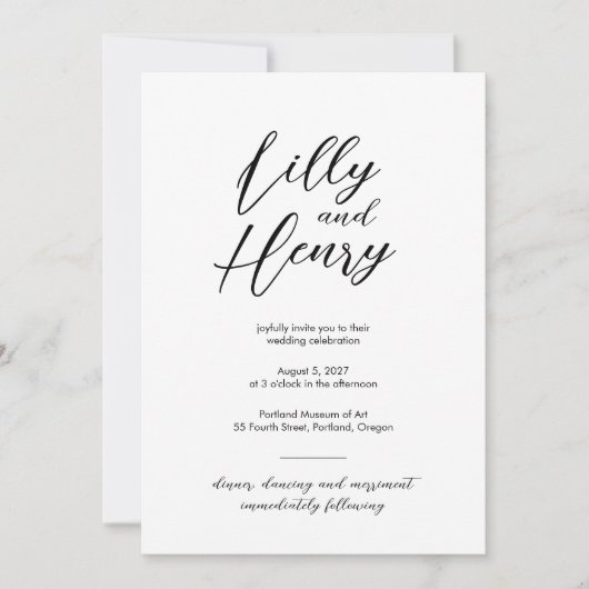 Alles in de voetnoot Minimalistische bruiloft Kaart (Voorkant)