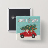 Alles in de weg | Santa Car Vierkante Button 5,1 Cm (Voorkant /achterkant)