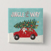 Alles in de weg | Santa Car Vierkante Button 5,1 Cm (Voorkant)