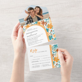 Alles in een Abstracte Bright Wildflower Bold brui All In One Uitnodiging