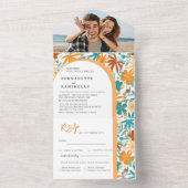 Alles in een Abstracte Bright Wildflower Bold brui All In One Uitnodiging (Binnen)