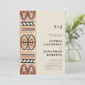 Alles in één Afrikaanse motif Monogram Modern Wedd Kaart (Staand voorkant)